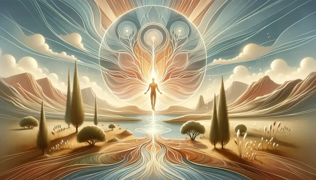 A serene and inspiring illustration symbolizing the triumph of staying true to one's essence. The image features a central figure, radiating calmness